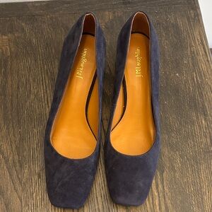 J. McLaughlin Casey Suede Heels, navy, square toe, size 9.5